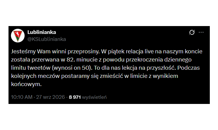 Oto TŁUMACZENIA Lublinianki po tym jak PRZERWANO RELACJĘ z meczu w 82. minucie xD